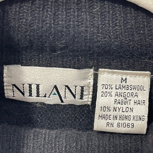 Vintage Nilani Black Lambswool Angora Blend Sweater Embellished 80s Beaded - Picture 7 of 7